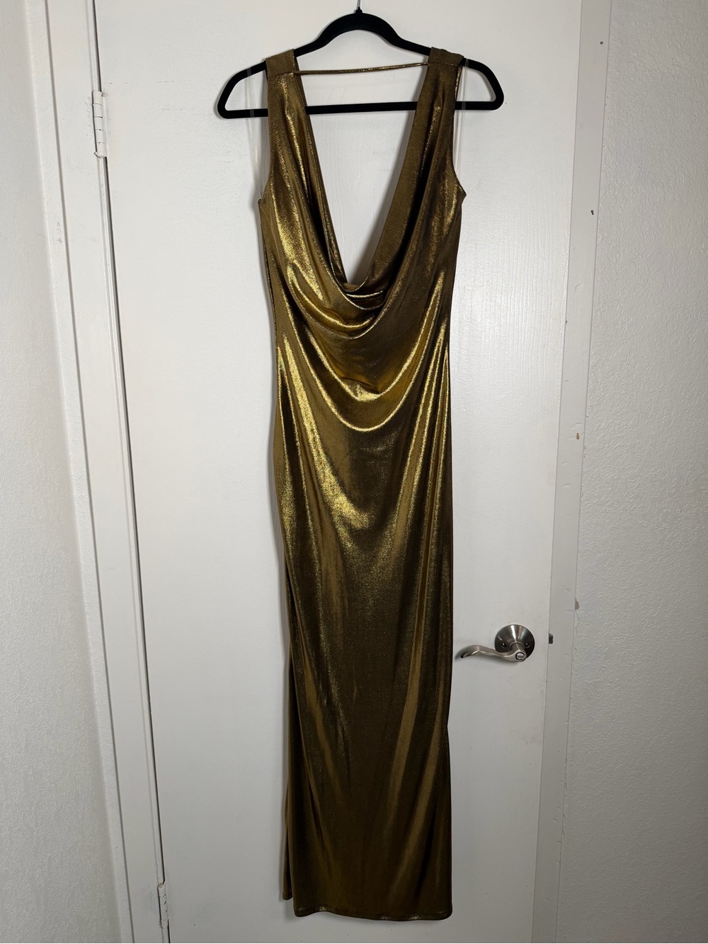 JLUXLABEL Metallic Gold Cowl Neck Maxi Dress - Picture 3 of 4